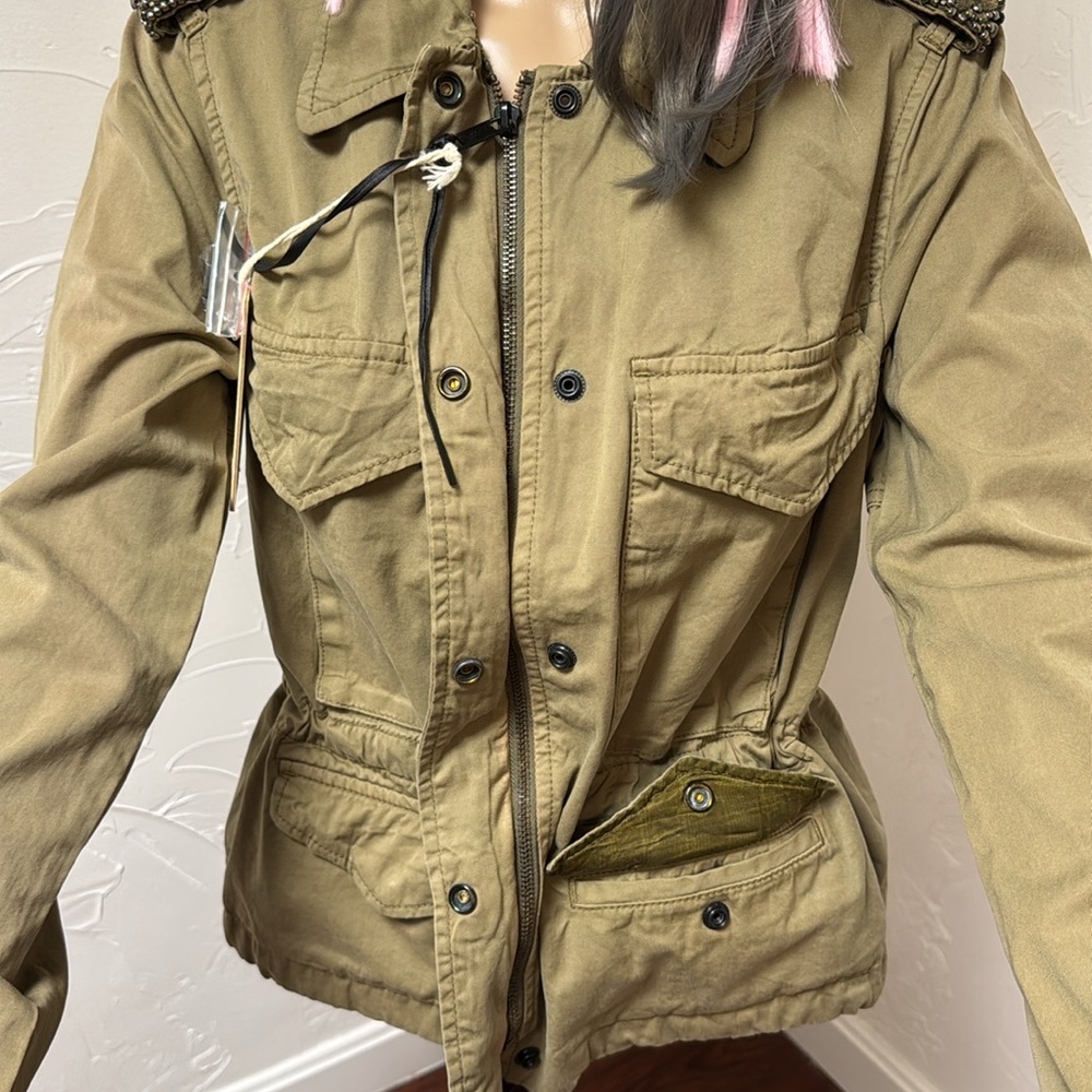 NEW Diesel Jacket in Military Green Size Small 70% Cotton 30% Silk - Picture 4 of 17